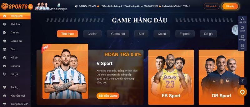 Các loại hình giải trí có trong kho game vsport